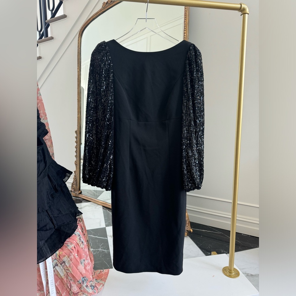 Eliza J black midi dress with sequin sleeve - Picture 4 of 6